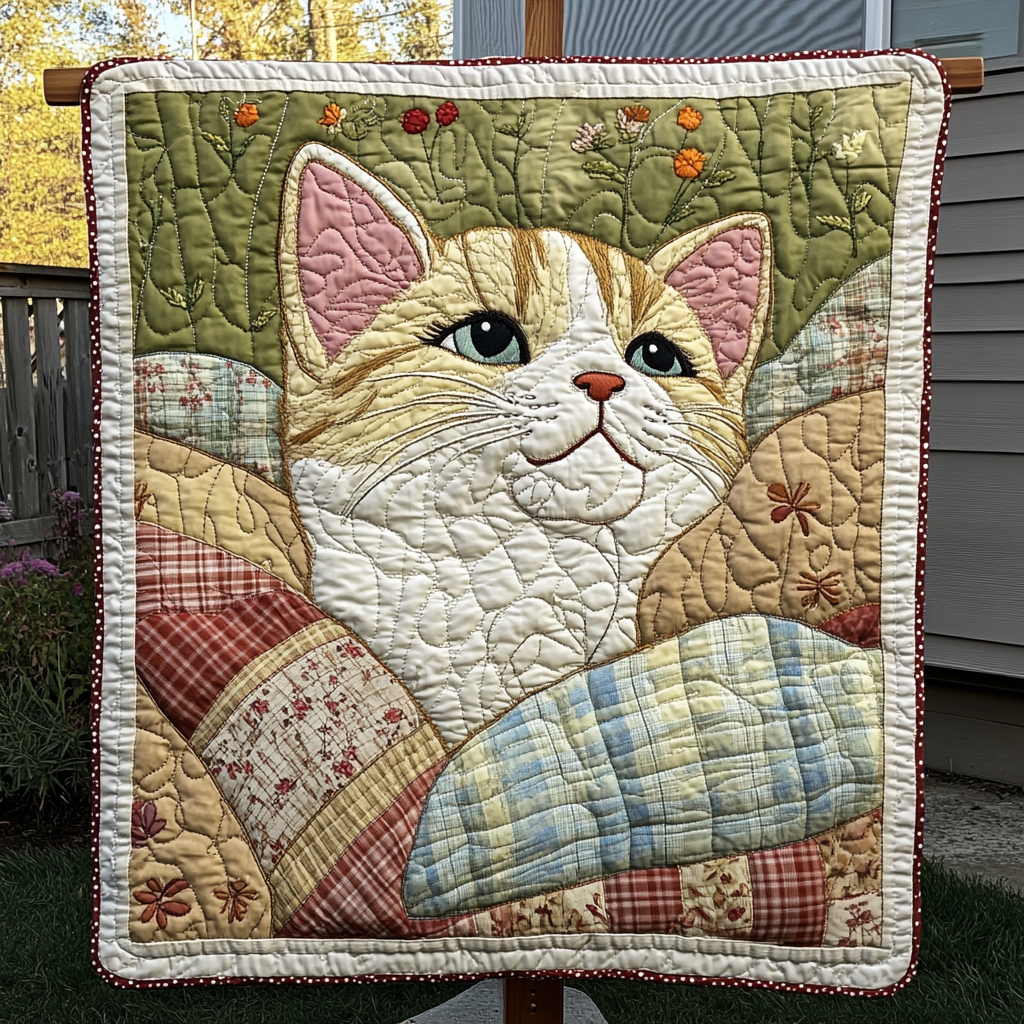 Whiskers in Wonderland Quilted Blanket - Throw (55" x 60")
