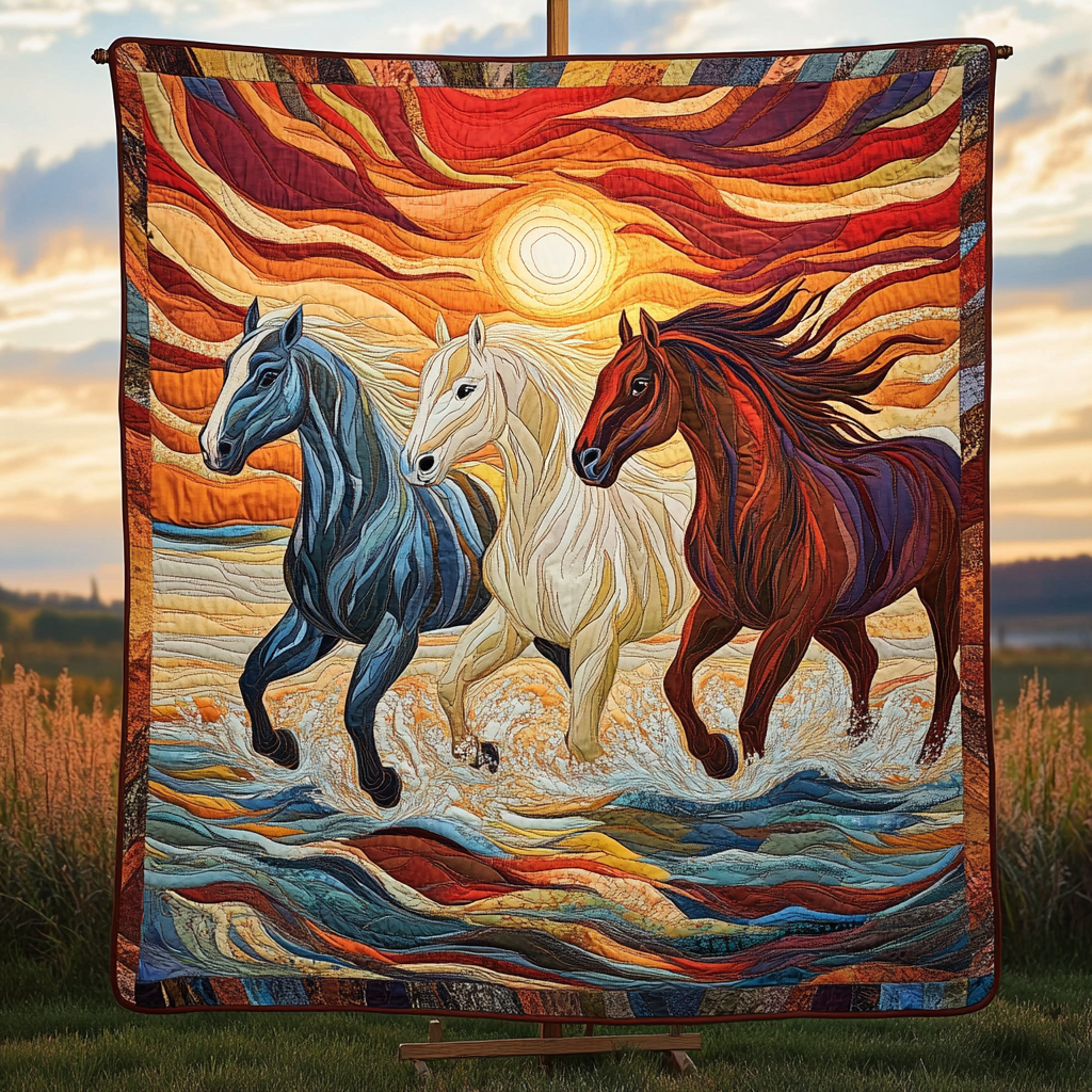 Whispering Hooves Quilted Blanket - Throw (55" x 60")