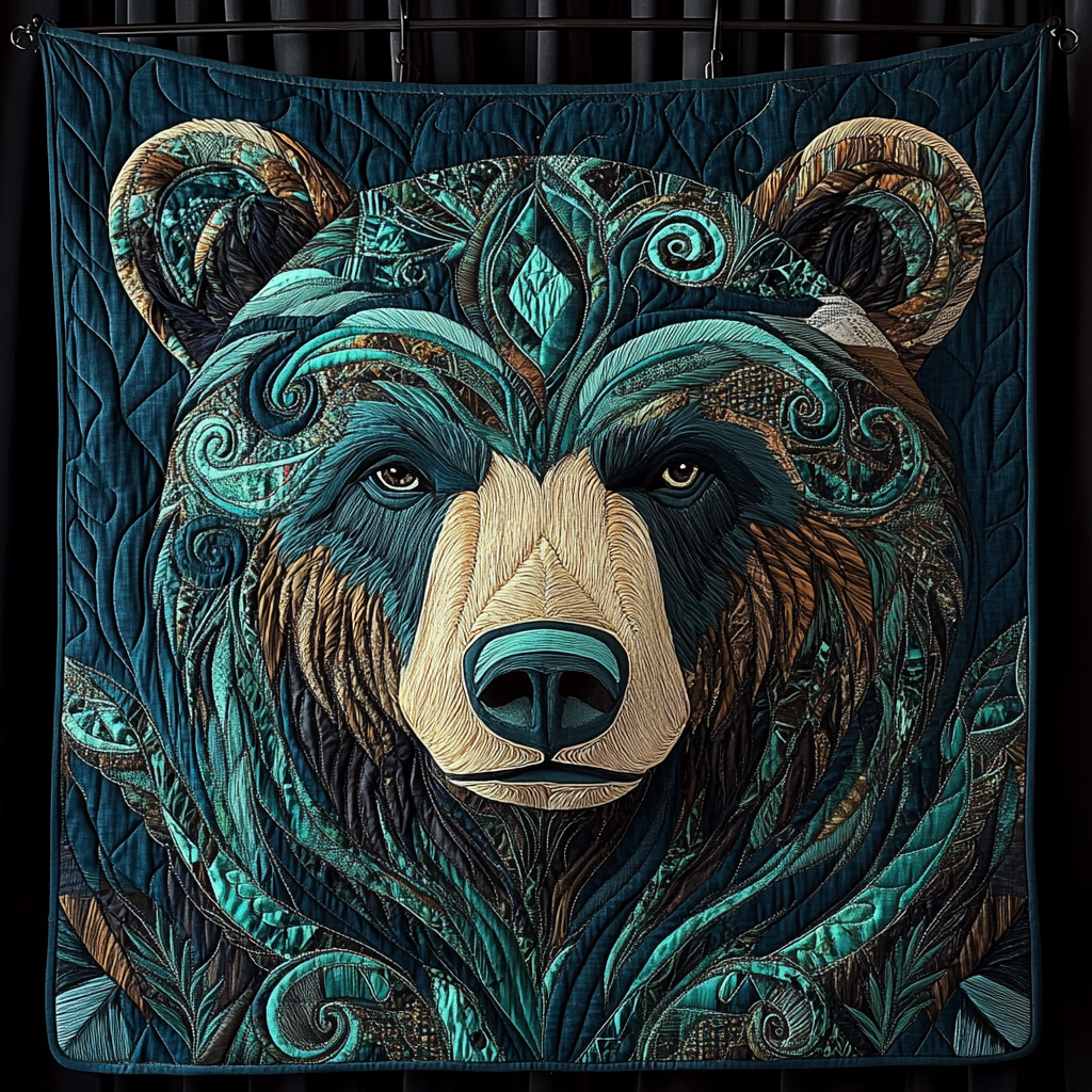 Whispering Woods Bear Quilted Blanket - Throw (55" x 60")