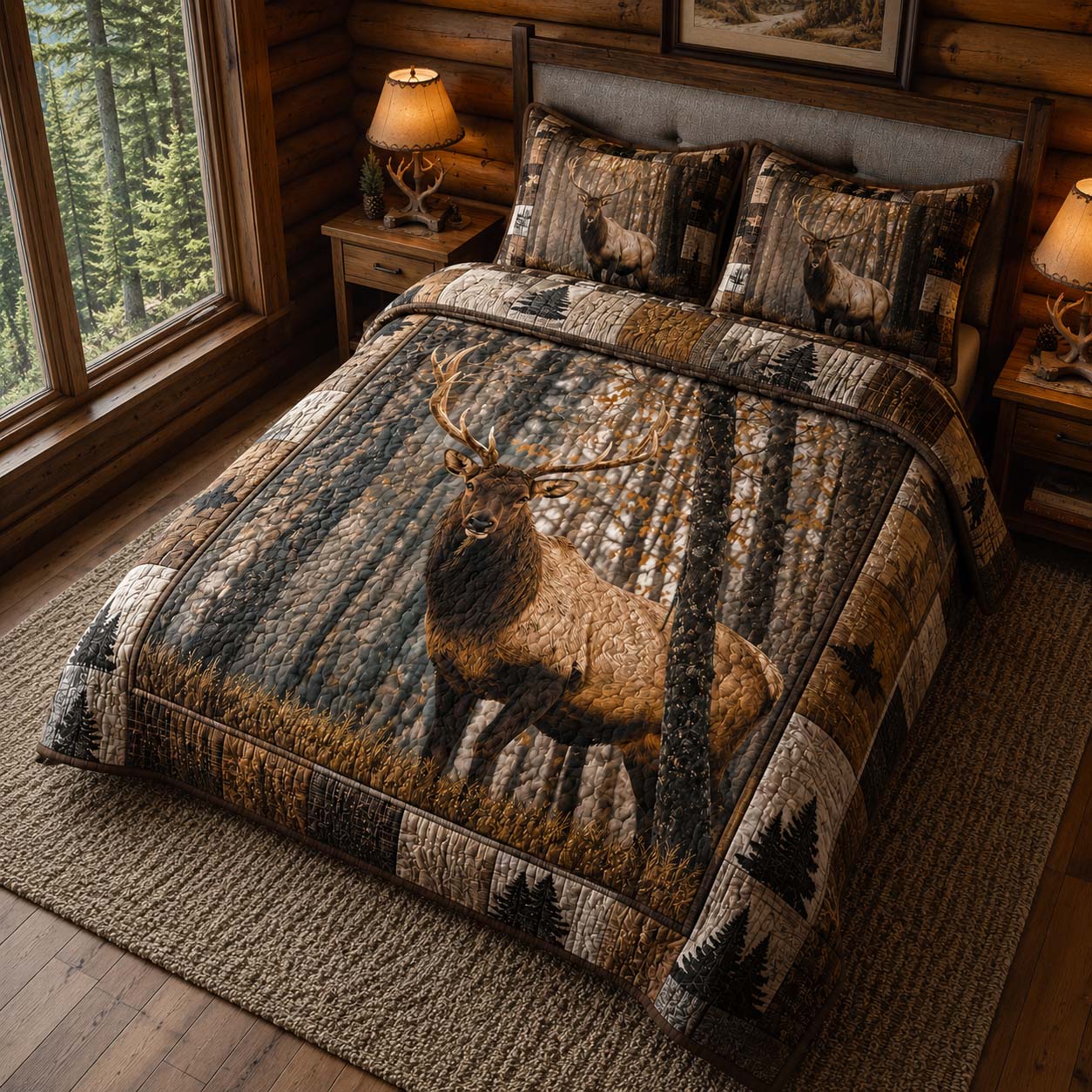Whitetail Timber 3-Piece Quilted Bedding Set - Single (59" x 70")