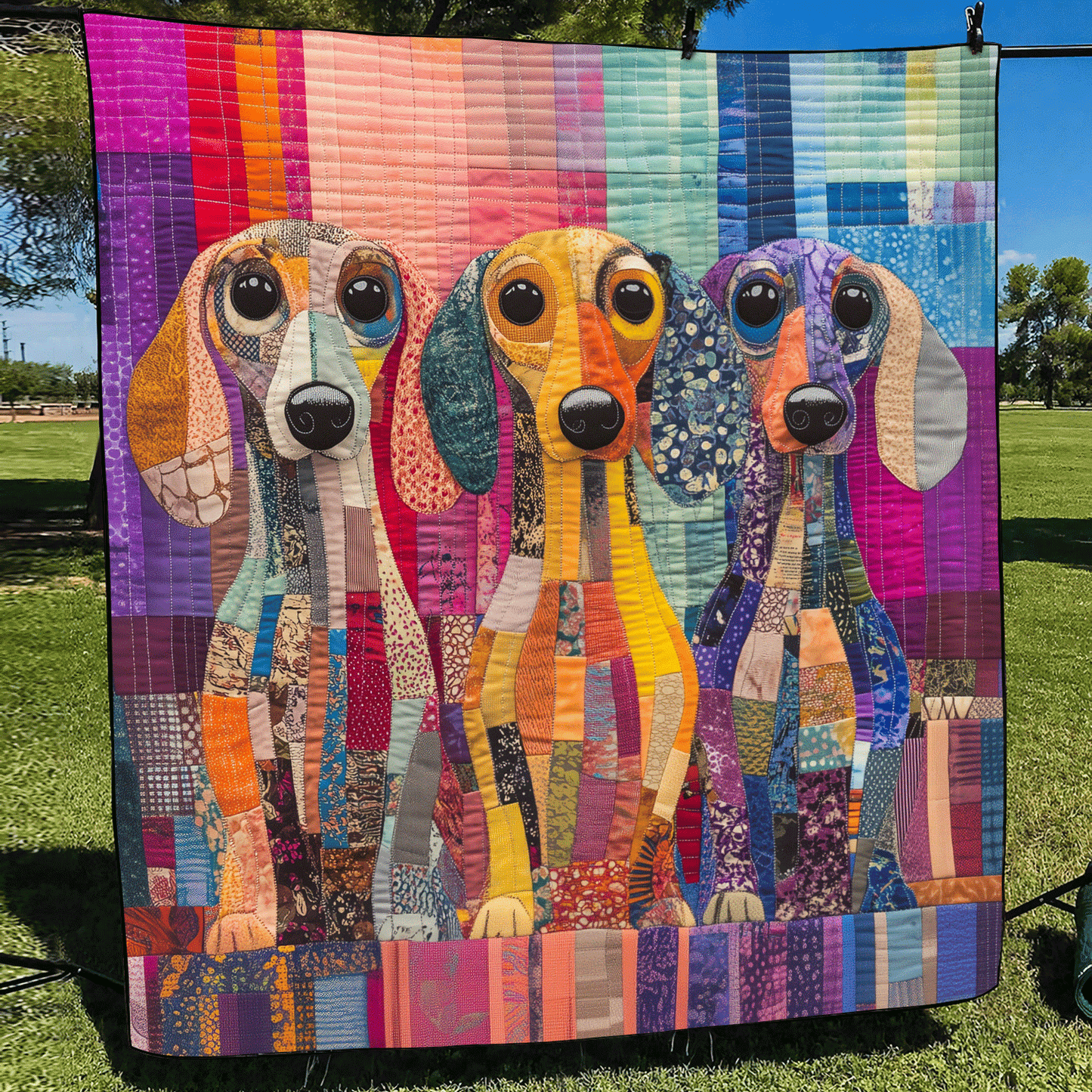 Wiener Dog Fun Quilted Blanket - Throw (55" x 60")