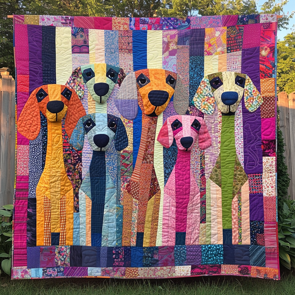 Wiener Dog Wonderland Quilted Blanket - Throw (55" x 60")