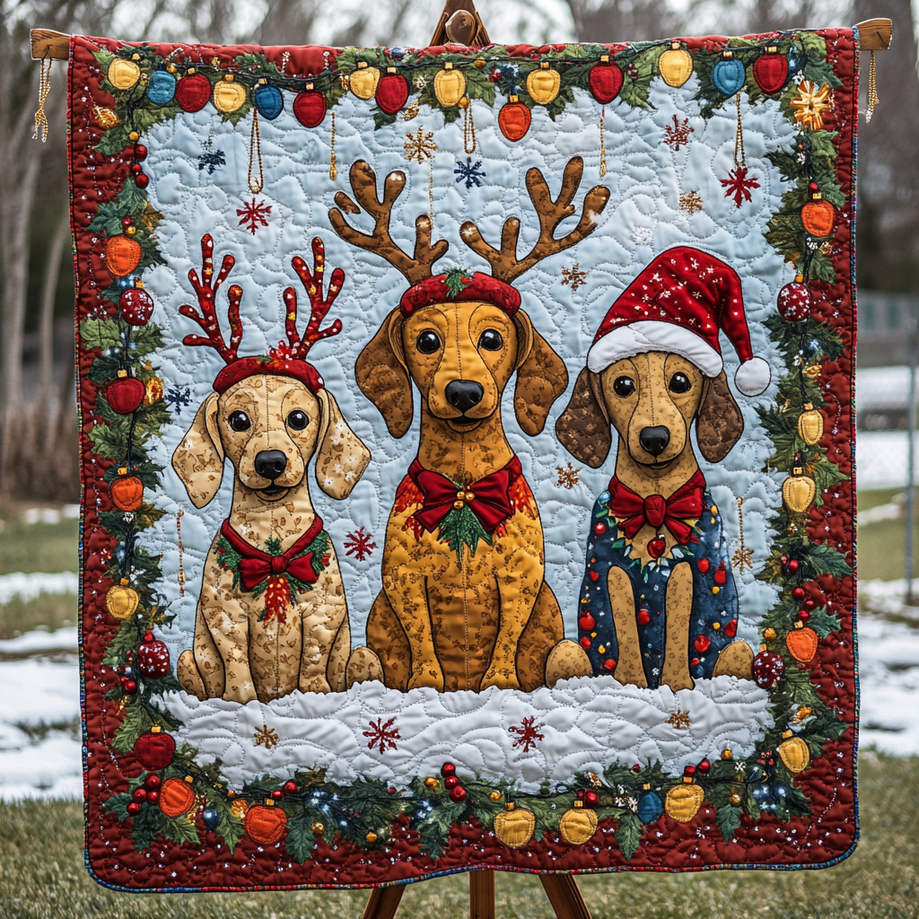 Wiener Wonderland Quilted Blanket - Throw (55" x 60")