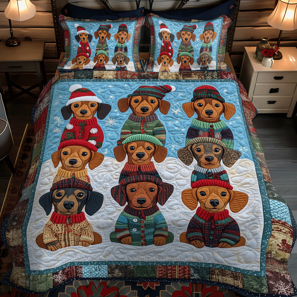 Wiener Wonders 3-Piece Quilted Bedding Set - Single (59" x 70")