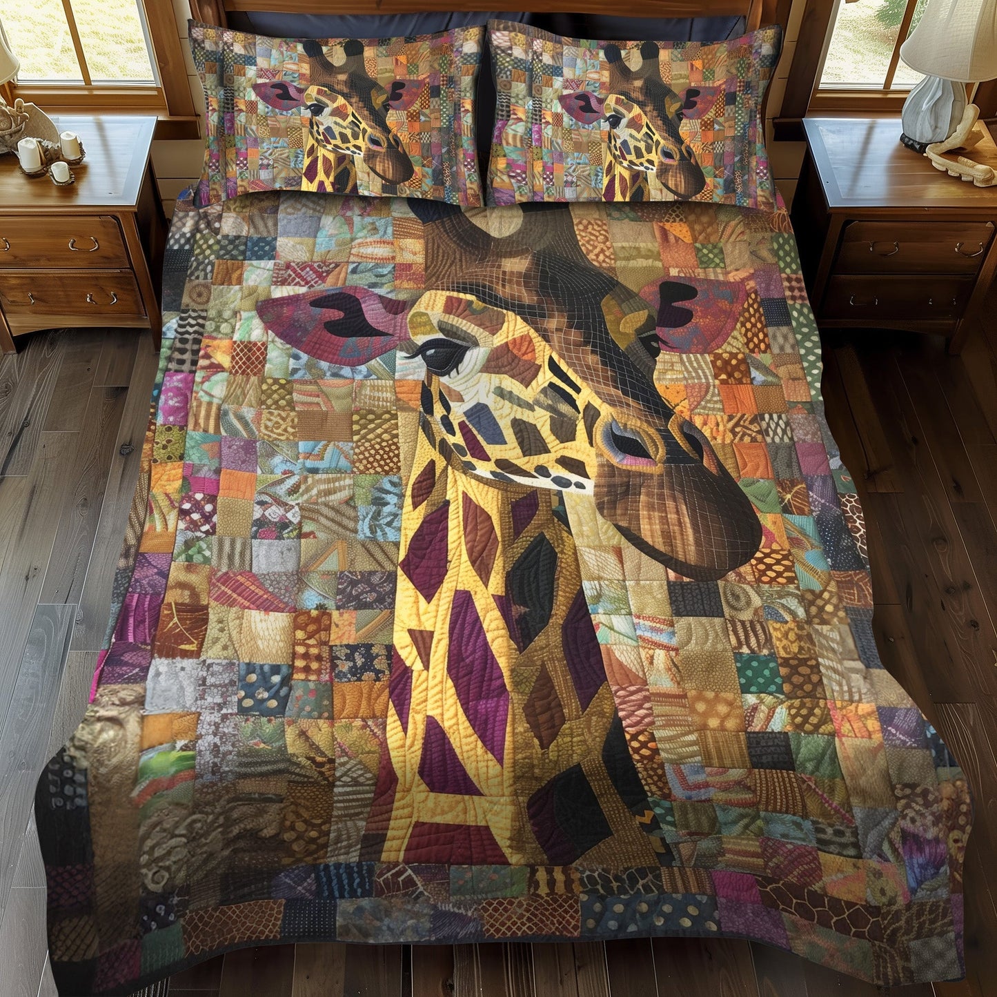 Wild Giraffe 3-Piece Quilted Bedding Set - Single (59" x 70")