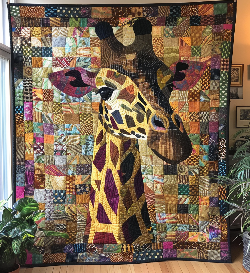 Wild Giraffe Serenade Quilted Blanket - Throw (55" x 60")