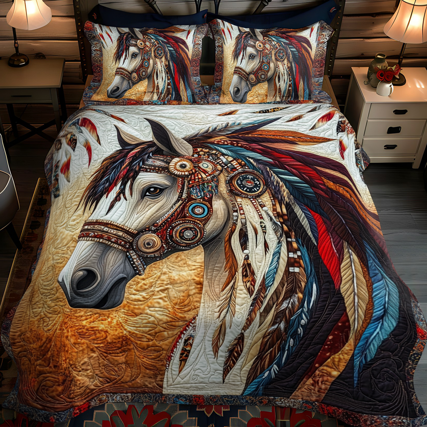 Wild Heart Quilted Bedding Set - Single (59" x 70")