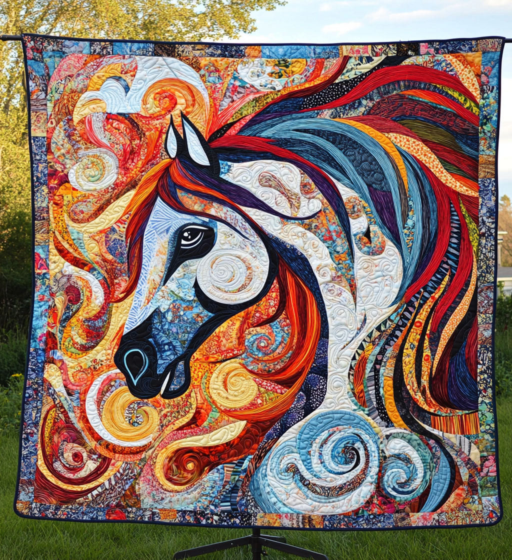 Wild Mustang Quilted Blanket - Throw (55" x 60")