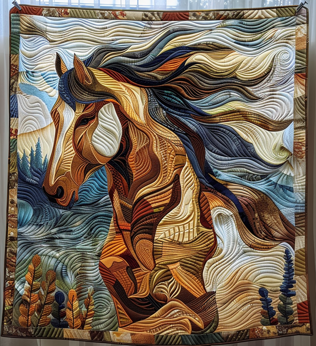 Wild Spirit Quilted Blanket - Throw (55" x 60")