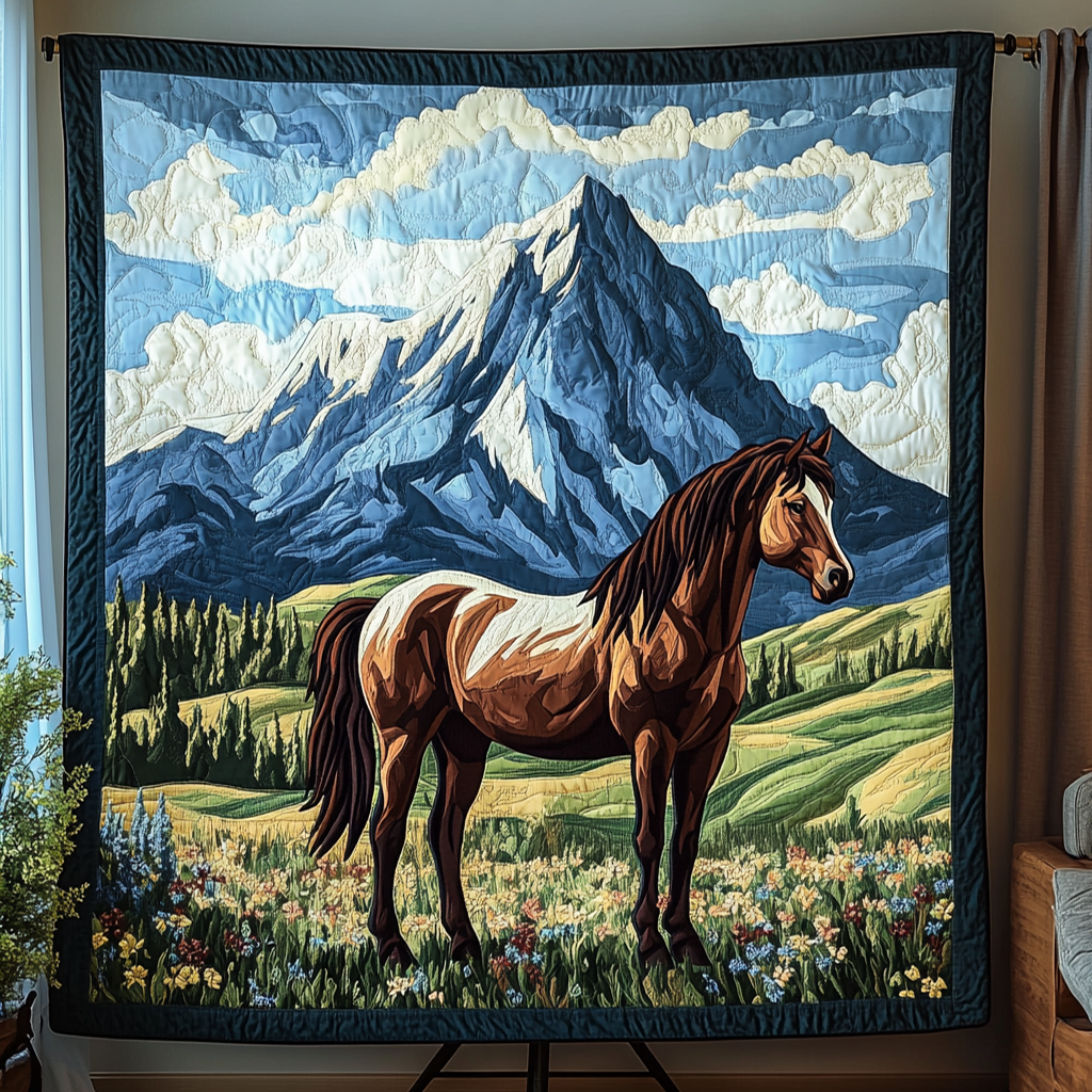 Wildfire Horse Quilted Blanket - Throw (55" x 60")