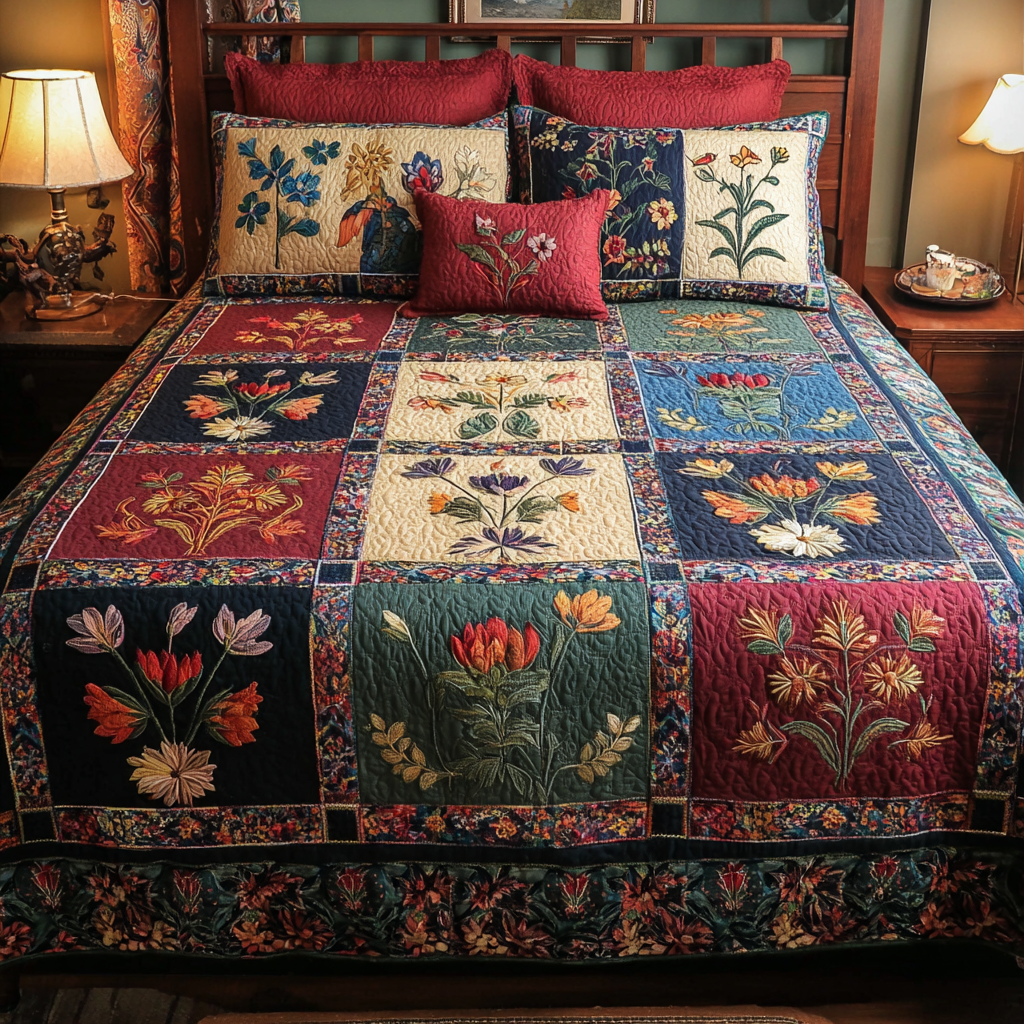 Wildflower Rows 3-Piece Quilted Bedding Set - Single (59" x 70")