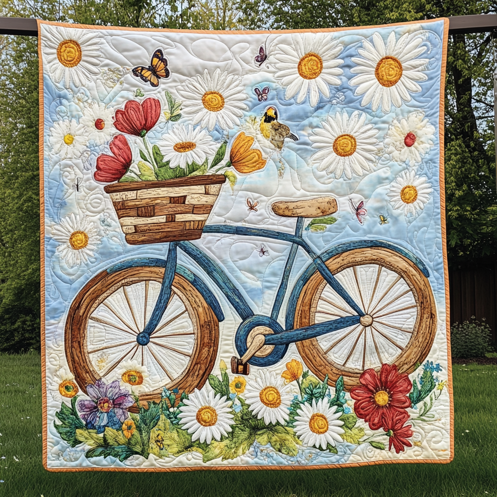 Wildflower Wheels Quilted Blanket - Throw (55" x 60")