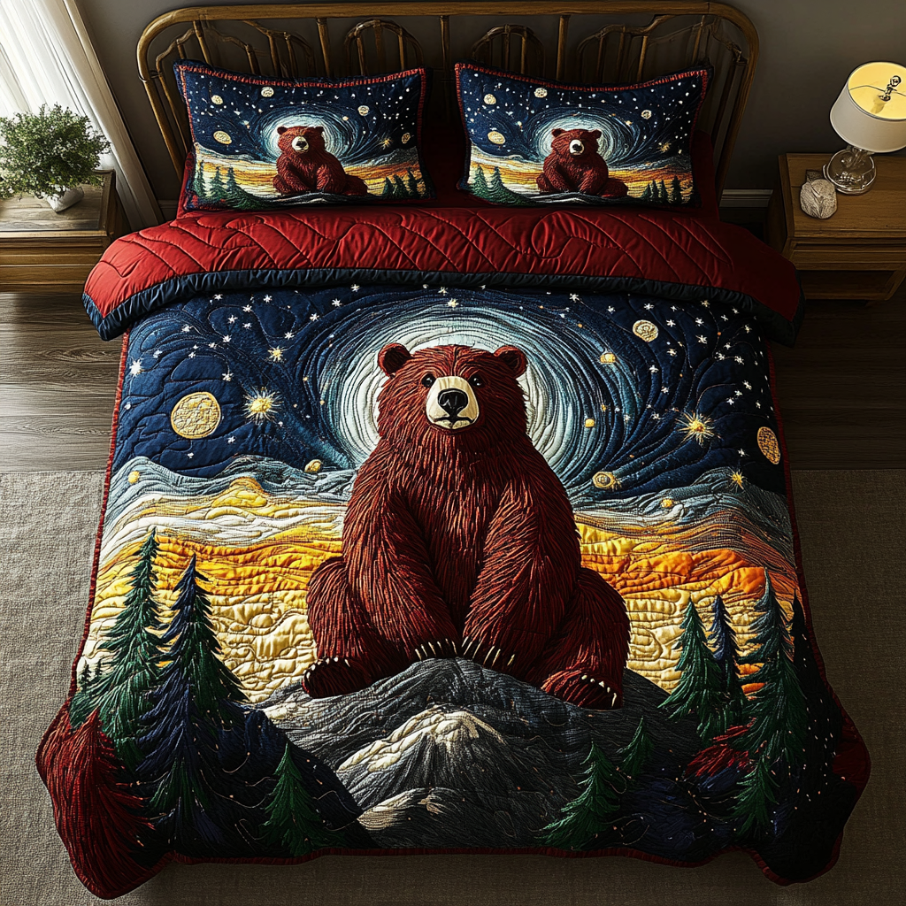 Wildwood Bear 3-Piece Quilted Bedding Set - Single (59" x 70")