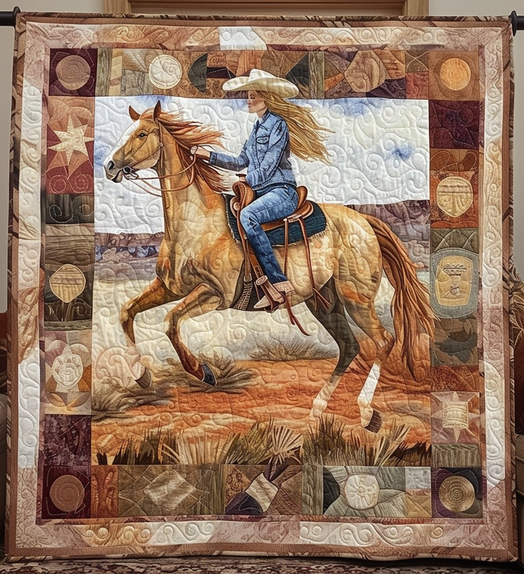 Wind Dancer Mustang Quilted Blanket - Throw (55" x 60")
