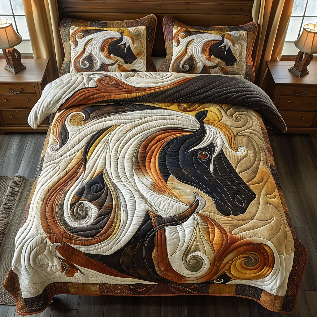 Windblown Mane Horse Quilted Blanket - Throw (55" x 60")