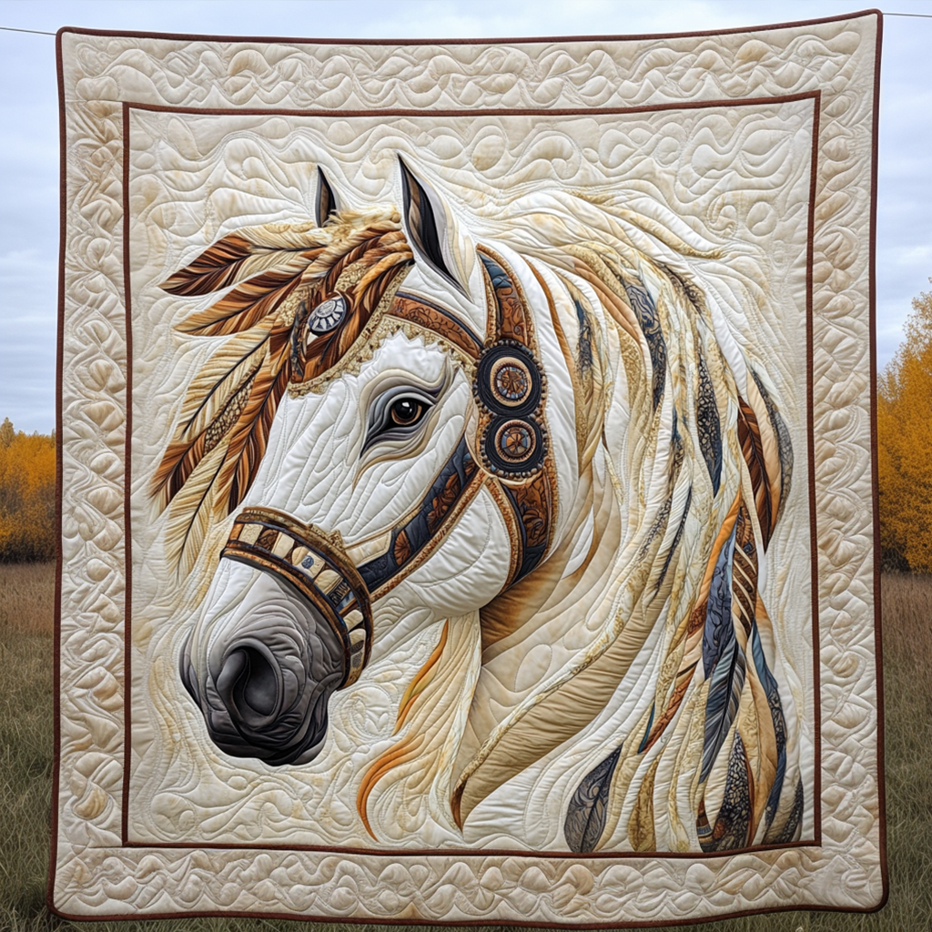 Windsong Horse Quilted Blanket - Throw (55" x 60")