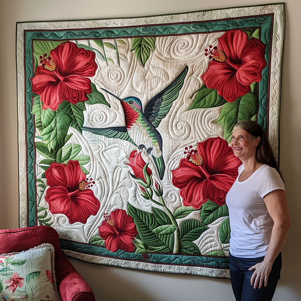 Winged Bloom Quilted Blanket - Throw (55" x 60")