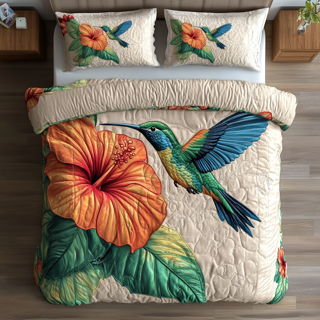 Wings of Color 3-Piece Quilted Bedding Set - Single (59" x 70")