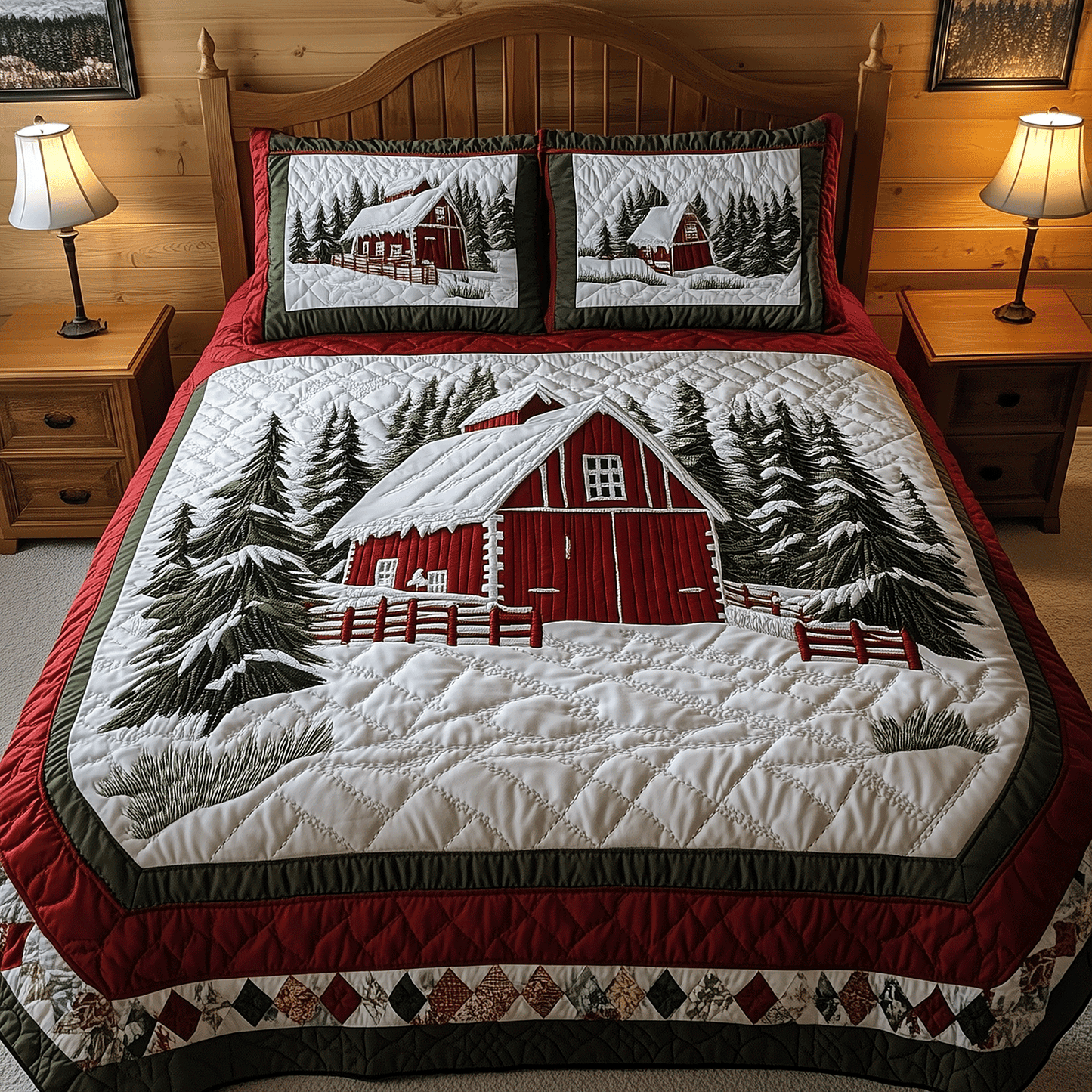 Winter Barnyard Charm 3-Piece Quilted Bedding Set - Single (59" x 70")