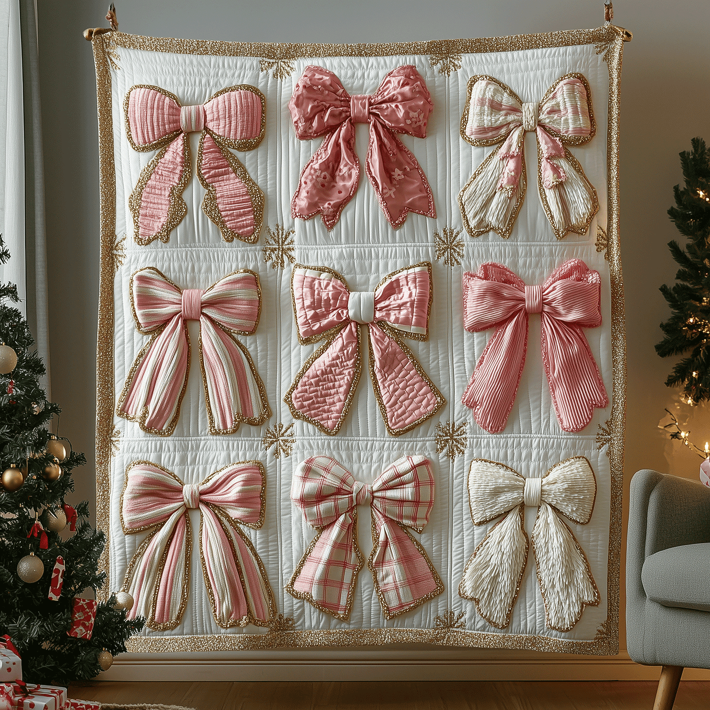 Winter Bow Whimsy Quilted Blanket - Baby (30" x 40")