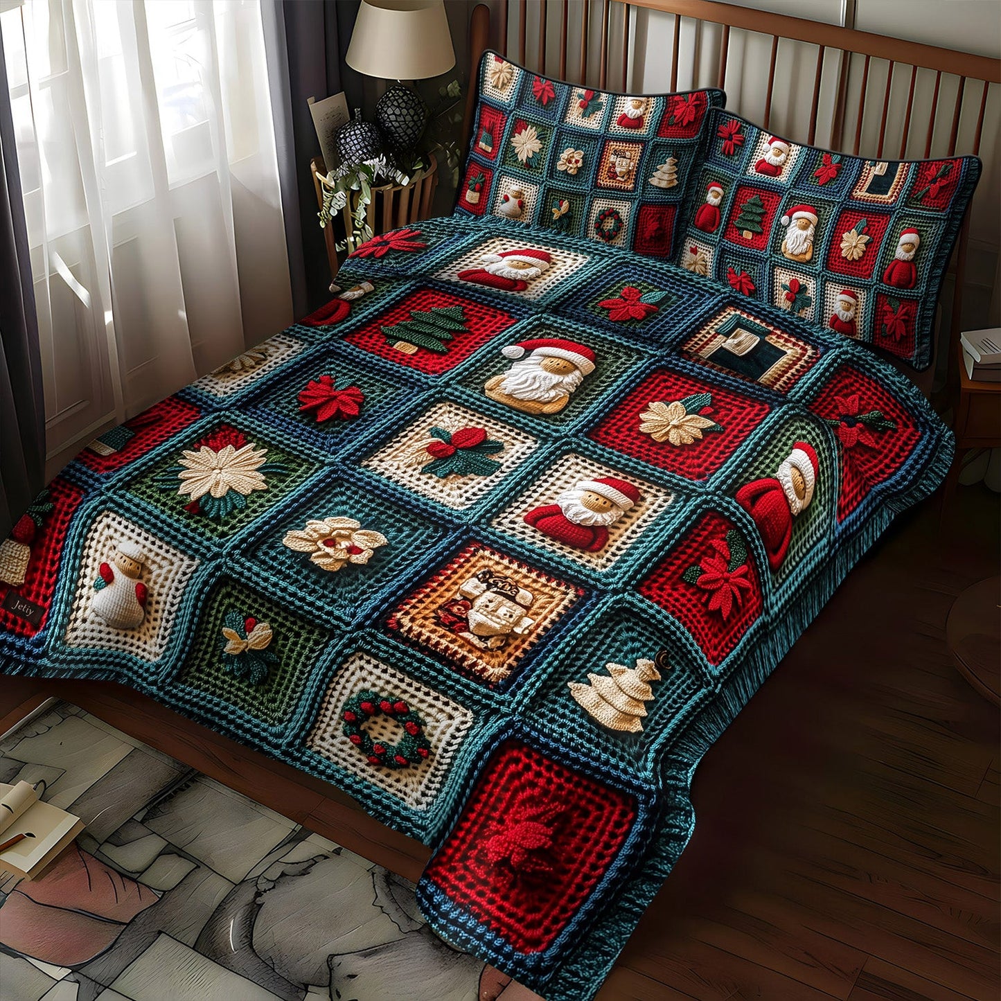 Winter Festival Pines 3-Piece Quilted Bedding Set - Single (59" x 70")