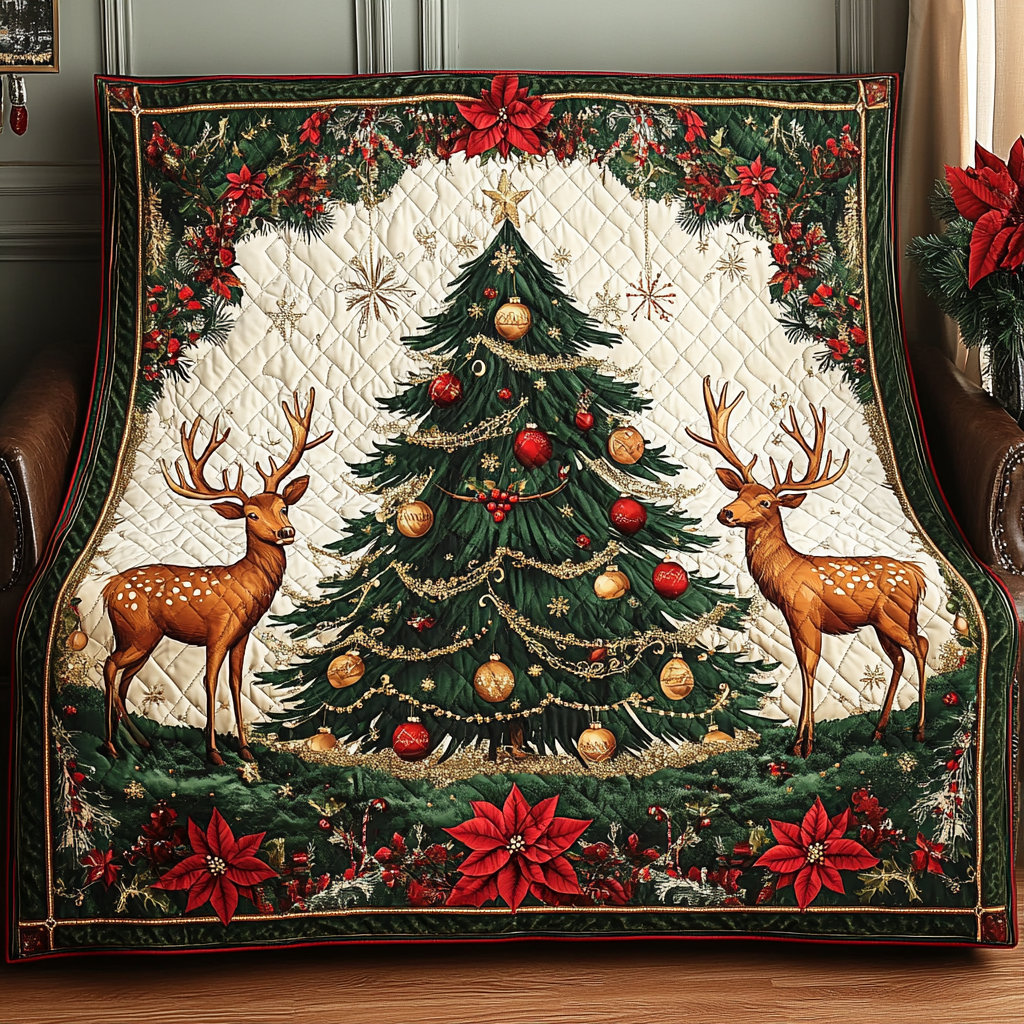 Winter Wonderland Reindeer Quilted Blanket - Baby (30" x 40")