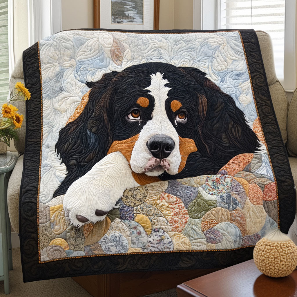 Winter Bernese Delight Quilted Blanket - Throw (55" x 60")