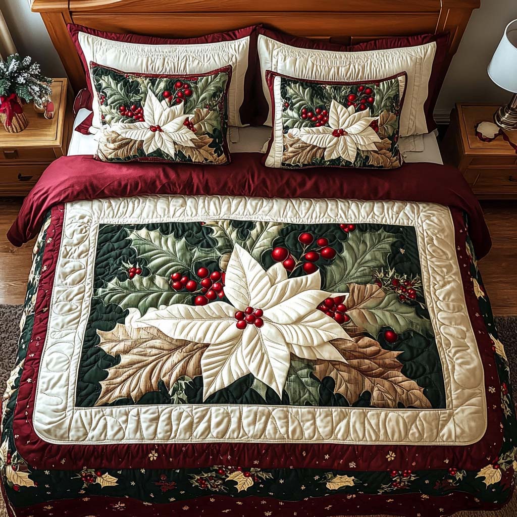 Winter Bloom 3-Piece Quilted bedding Set - Single (59" x 70")