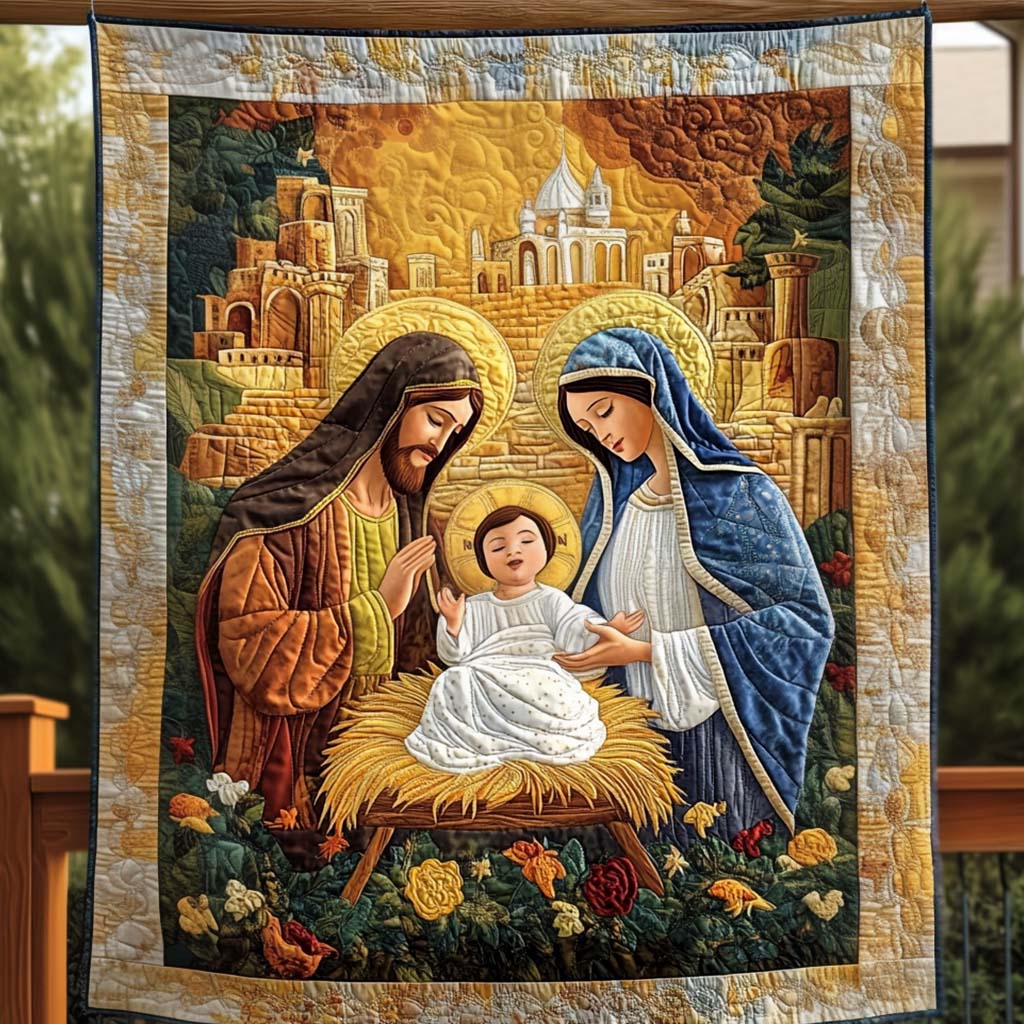 Winter Eve Serenade Quilted Blanket - Throw (55" x 60")