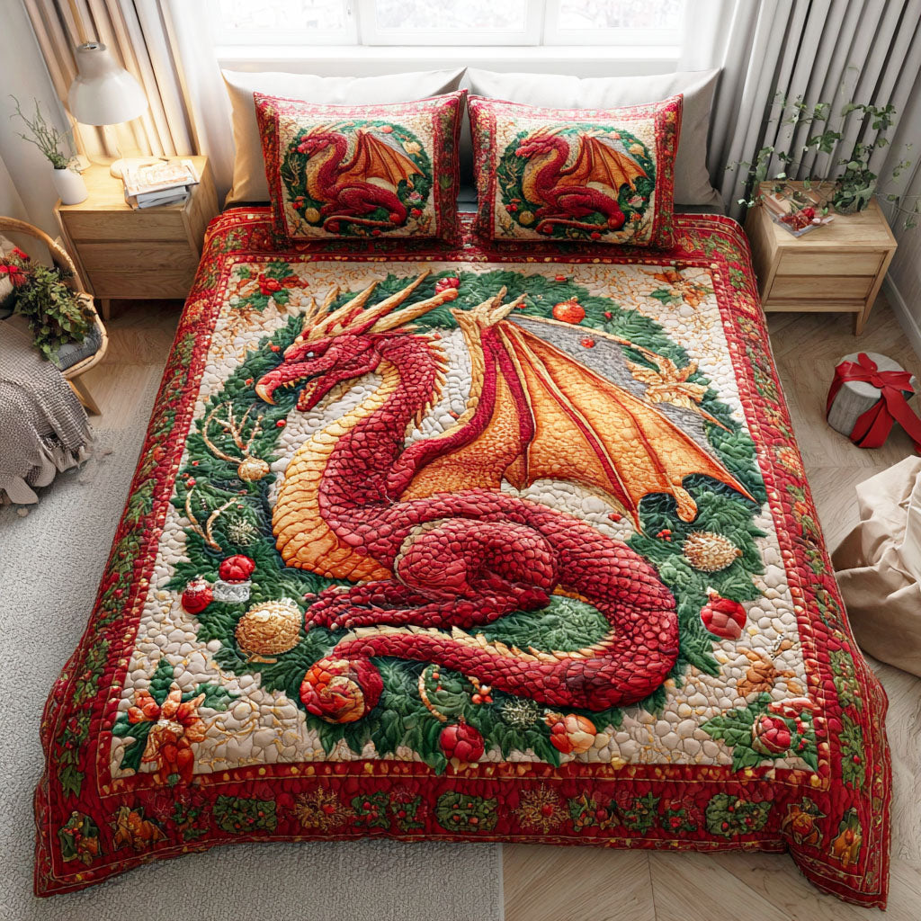 Winter Flame 3-Piece Quilted Bedding Set - Single (59" x 70")