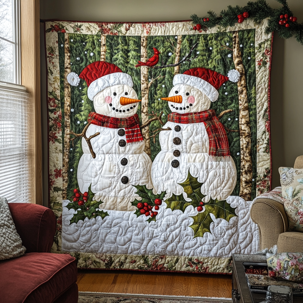 Winter Holiday Dreams Quilted Blanket - Throw (55" x 60")