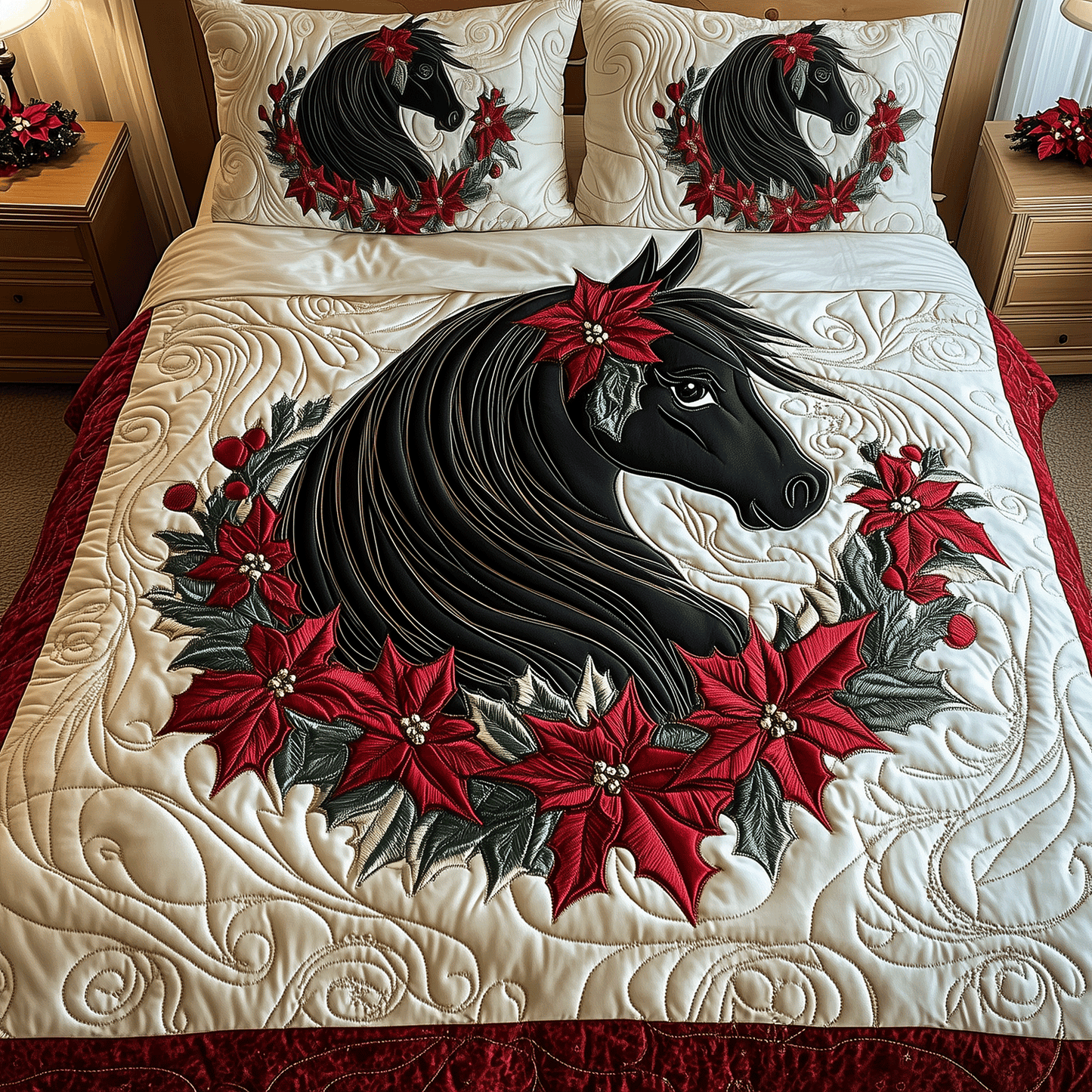 Winter Horse Dreams 3-Piece Quilted Bedding Set - Single (59" x 70")