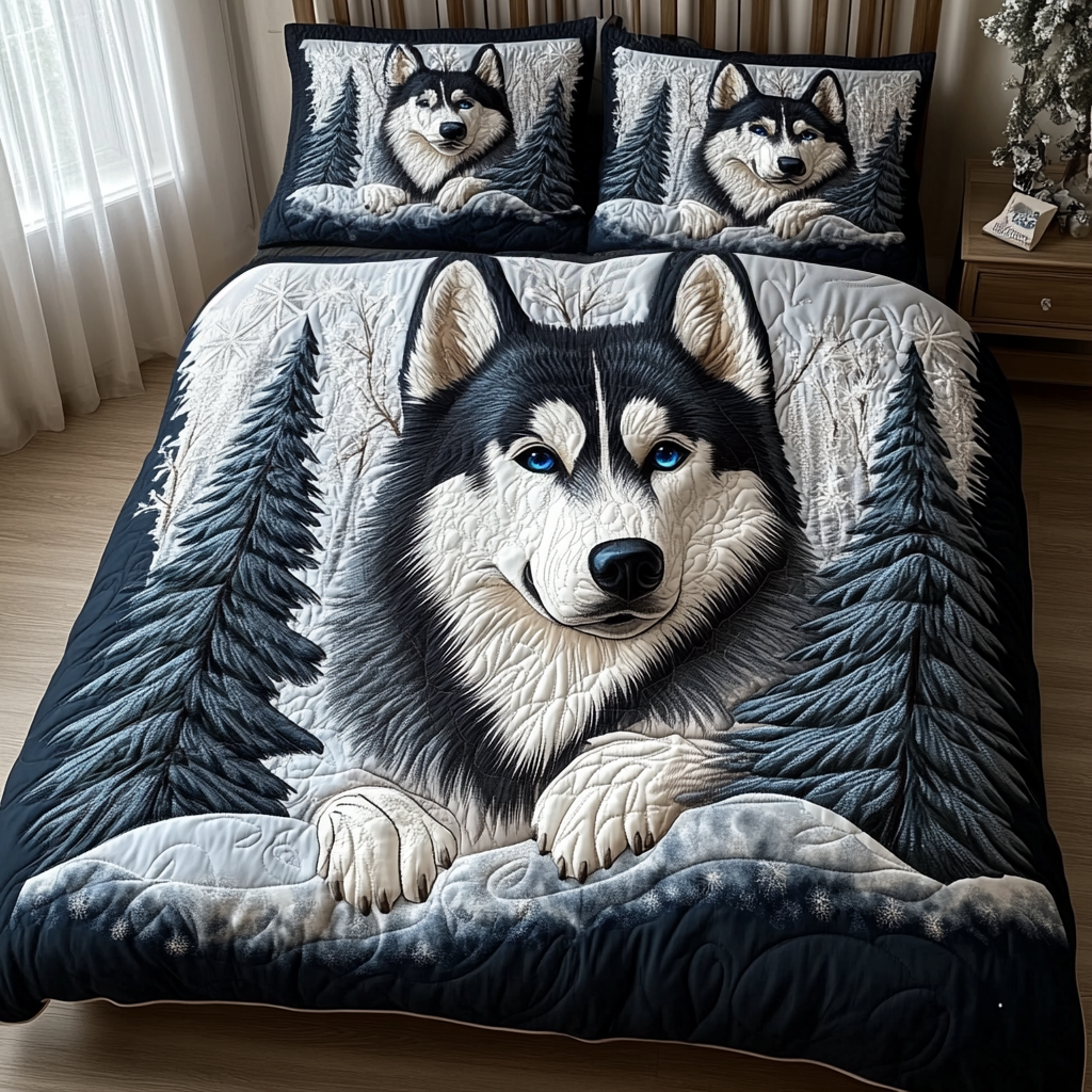 Winter Howl 3-Piece Quilted Bedding Set - Single (59" x 70")