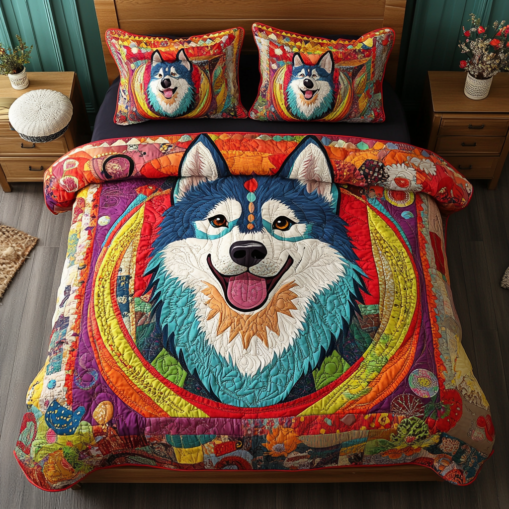 Winter Howl 3-Piece Quilted Bedding Set - Single (59" x 70")