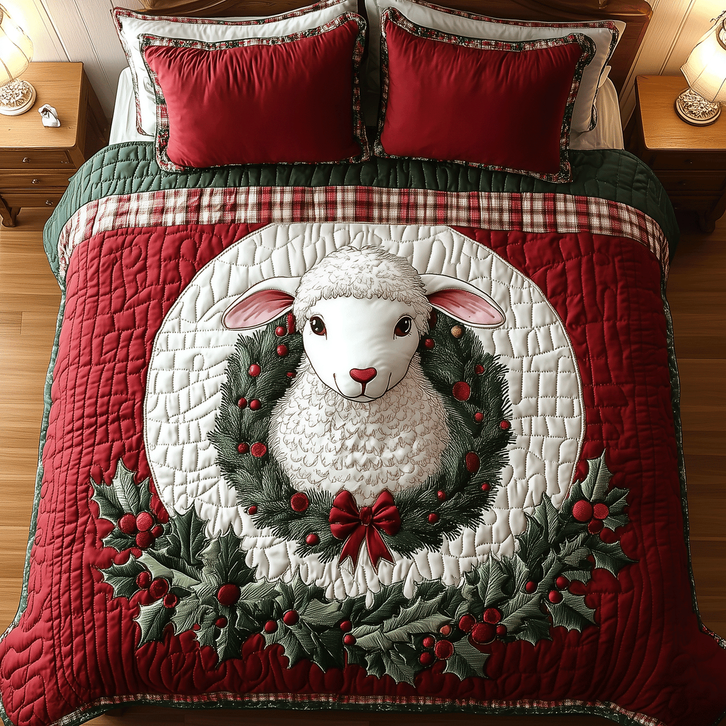 Winter Lamb Bliss 3-Piece Quilted Bedding Set - Single (59" x 70")