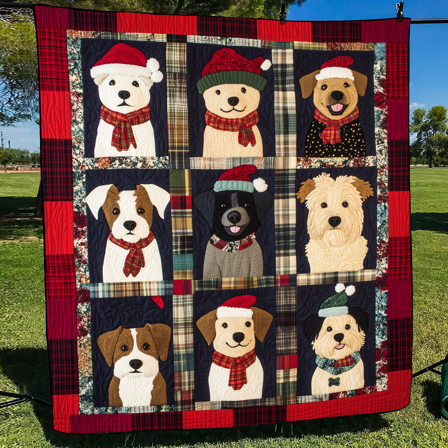 Winter Puppy Wonderland Quilted Blanket - Throw (55" x 60")