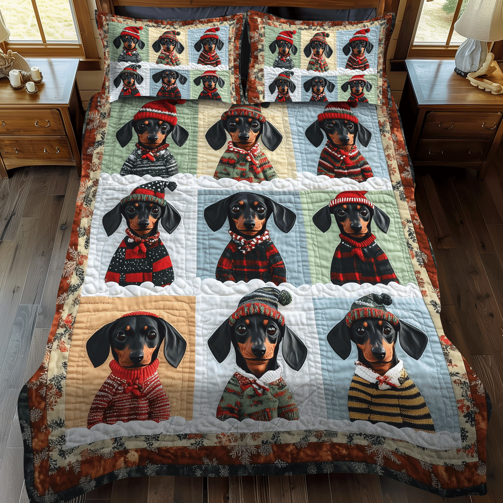 Winter Pups 3-Piece Quilted Bedding Set - Single (59" x 70")