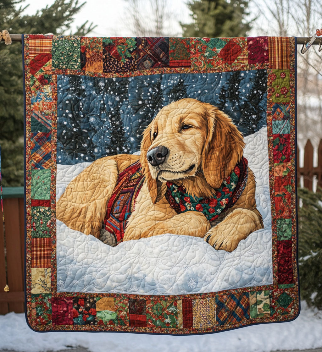 Winter Retriever Quilted Blanket - Throw (55" x 60")