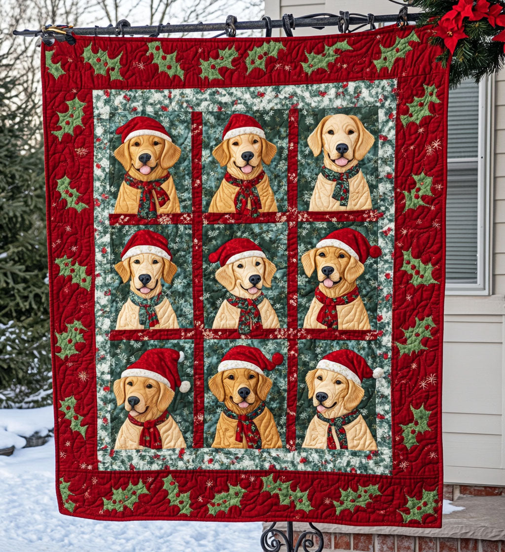 Winter Snow Paws Quilted Blanket - Throw (55" x 60")