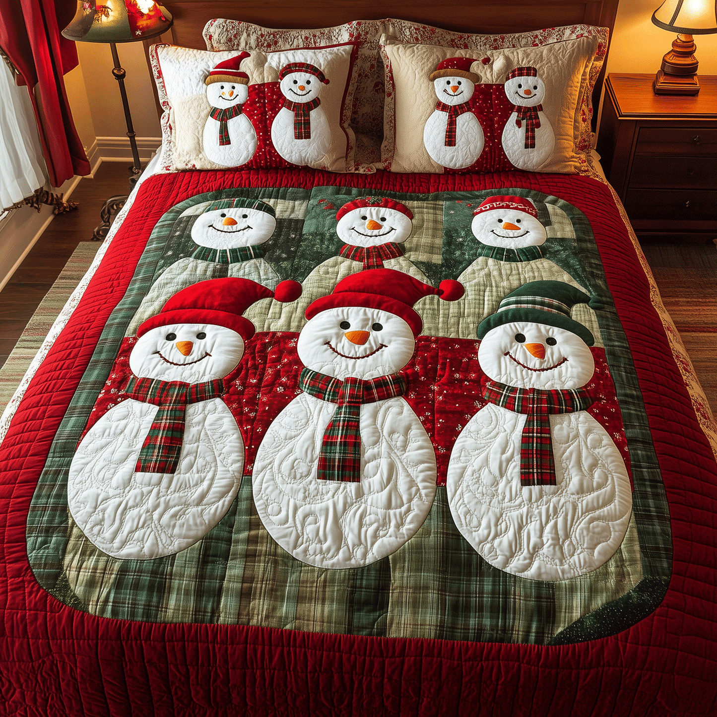 Winter Snowman Magic 3-Piece Quilted Bedding Set - Single (59" x 70")