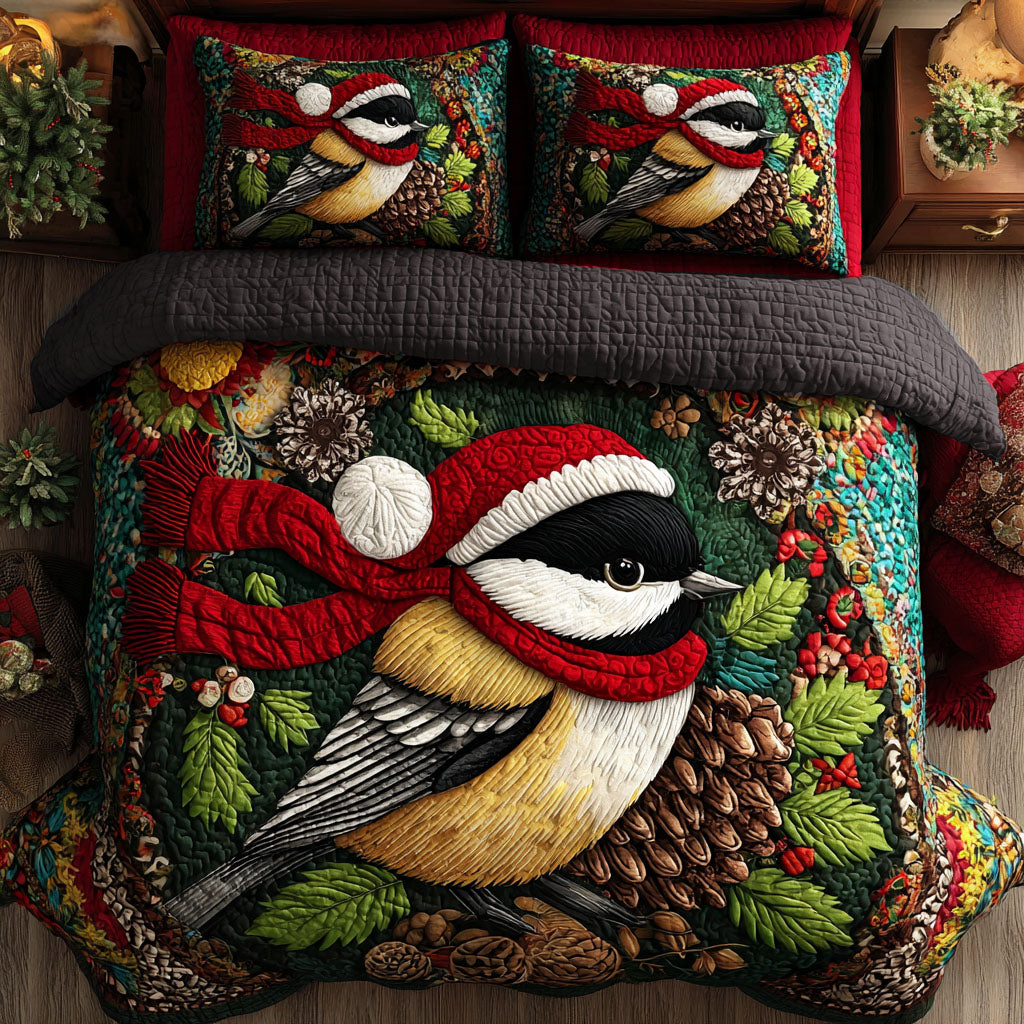 Winter Songbird 3-Piece Quilted Bedding Set - Single (59" x 70")