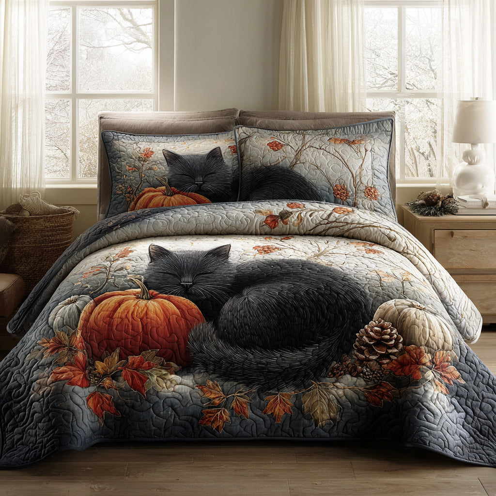 Winter Whiskers 3-Piece Quilted Bedding Set - Single (59" x 70")