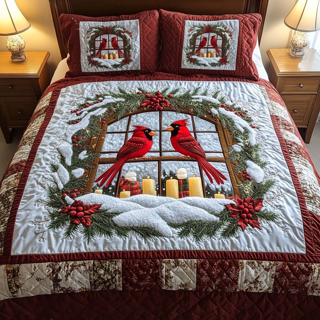 Winter Window 3-Piece Quilted Bedding Set - Single (59" x 70")
