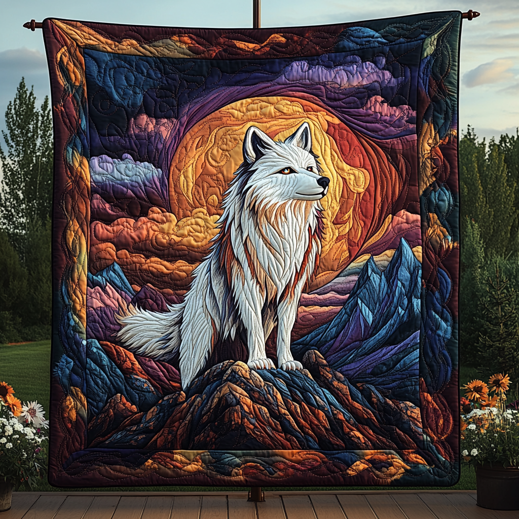 Winter Wolf Quilted Blanket - Throw (55" x 60")