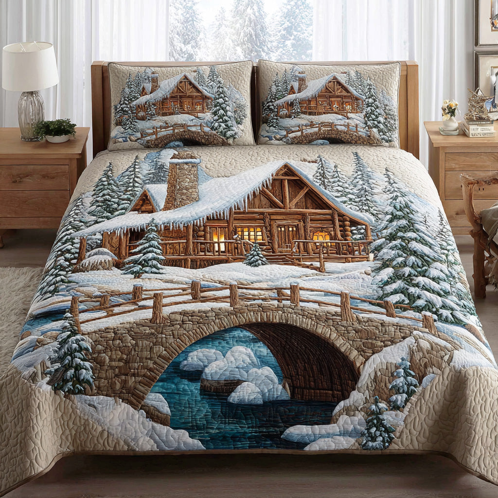 Winterwood Cabin Trail 3-Piece Quilted Bedding Set - Single (59" x 70")