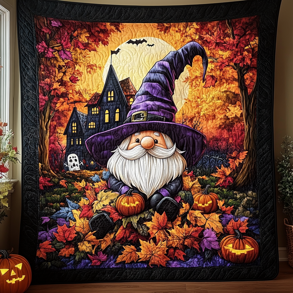 Witch Hat Gnome Quilted Blanket - Throw (55" x 60")