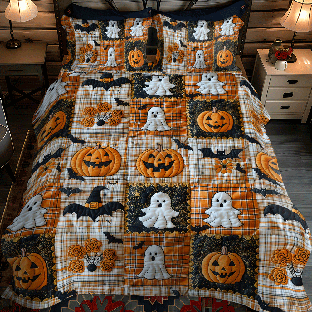 Witches Boots Halloween 3-Piece Quilted Bedding Set - Single (59" x 70")