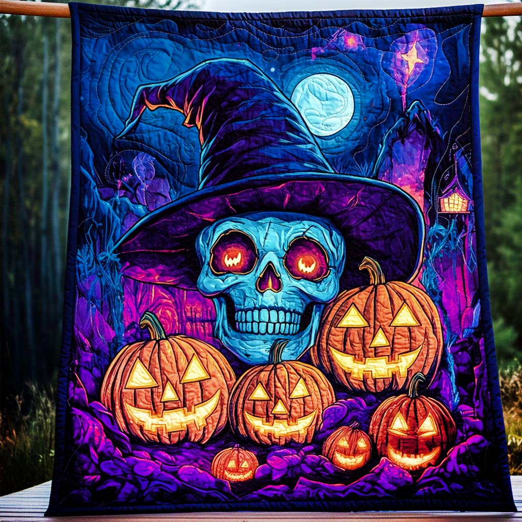 Witching Hour Skull Quilted Blanket - Throw (55" x 60")
