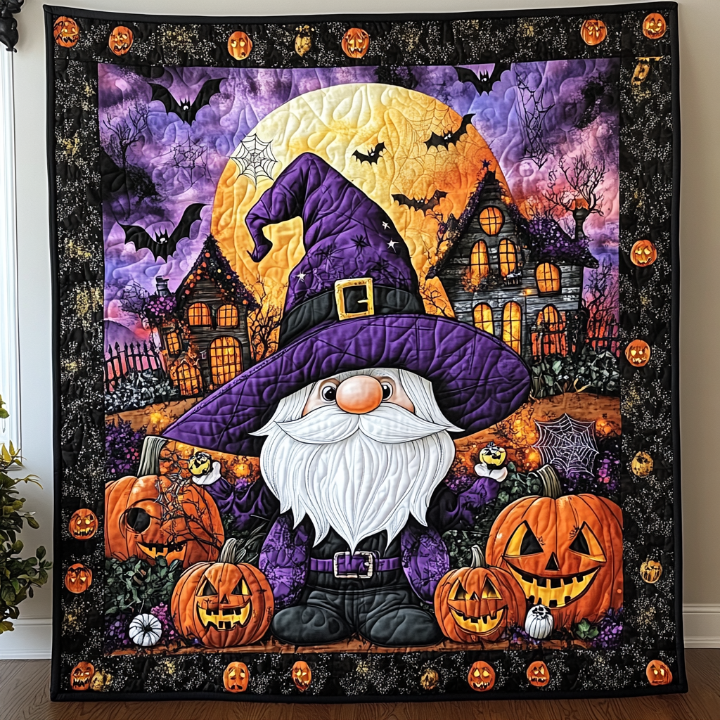 Witchy Gnome Quilted Blanket - Throw (55" x 60")