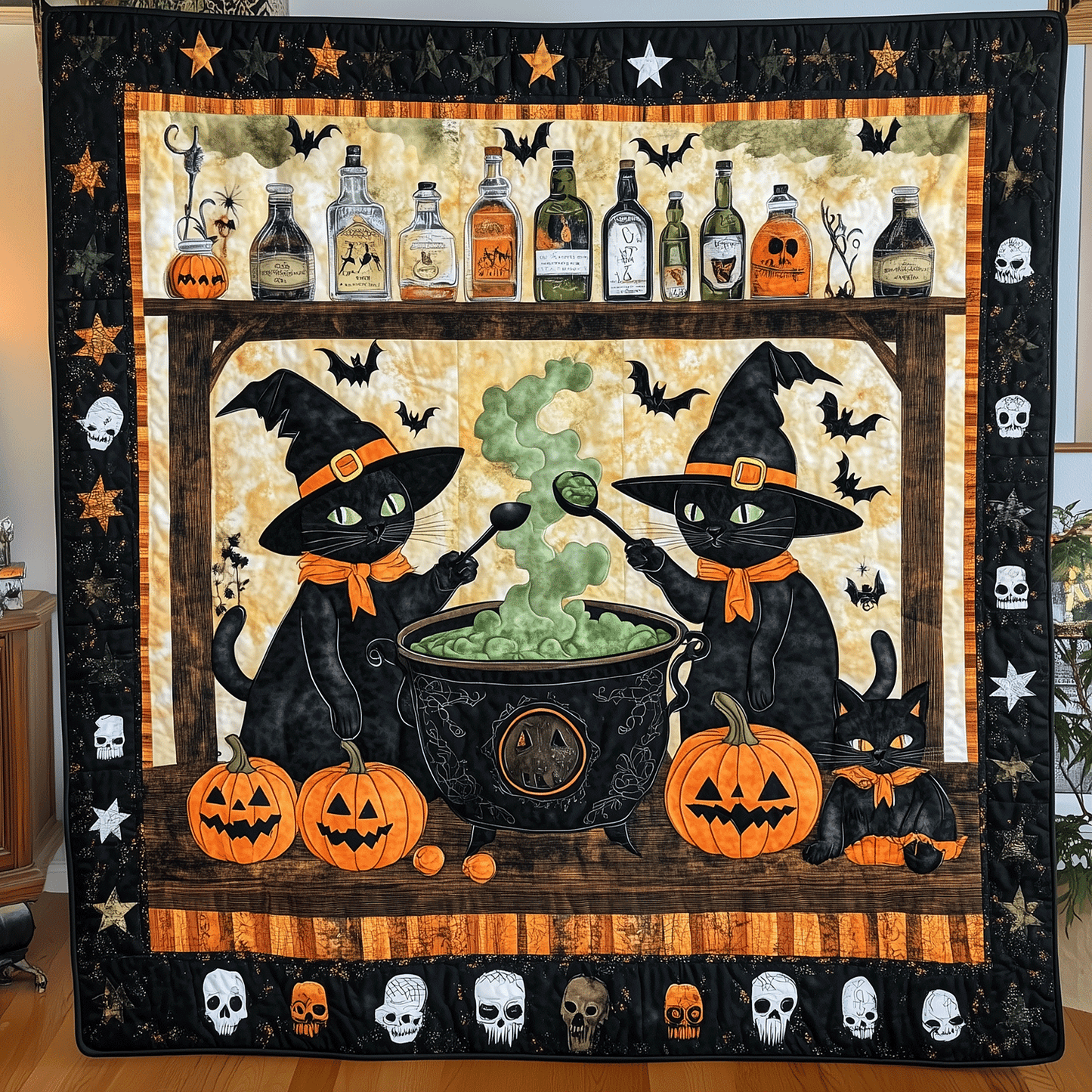 Witchy Paws Quilted Blanket - Throw (55" x 60")